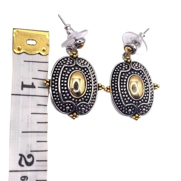 Mixed metal antique tone dangle earrings - Picture 4 of 4